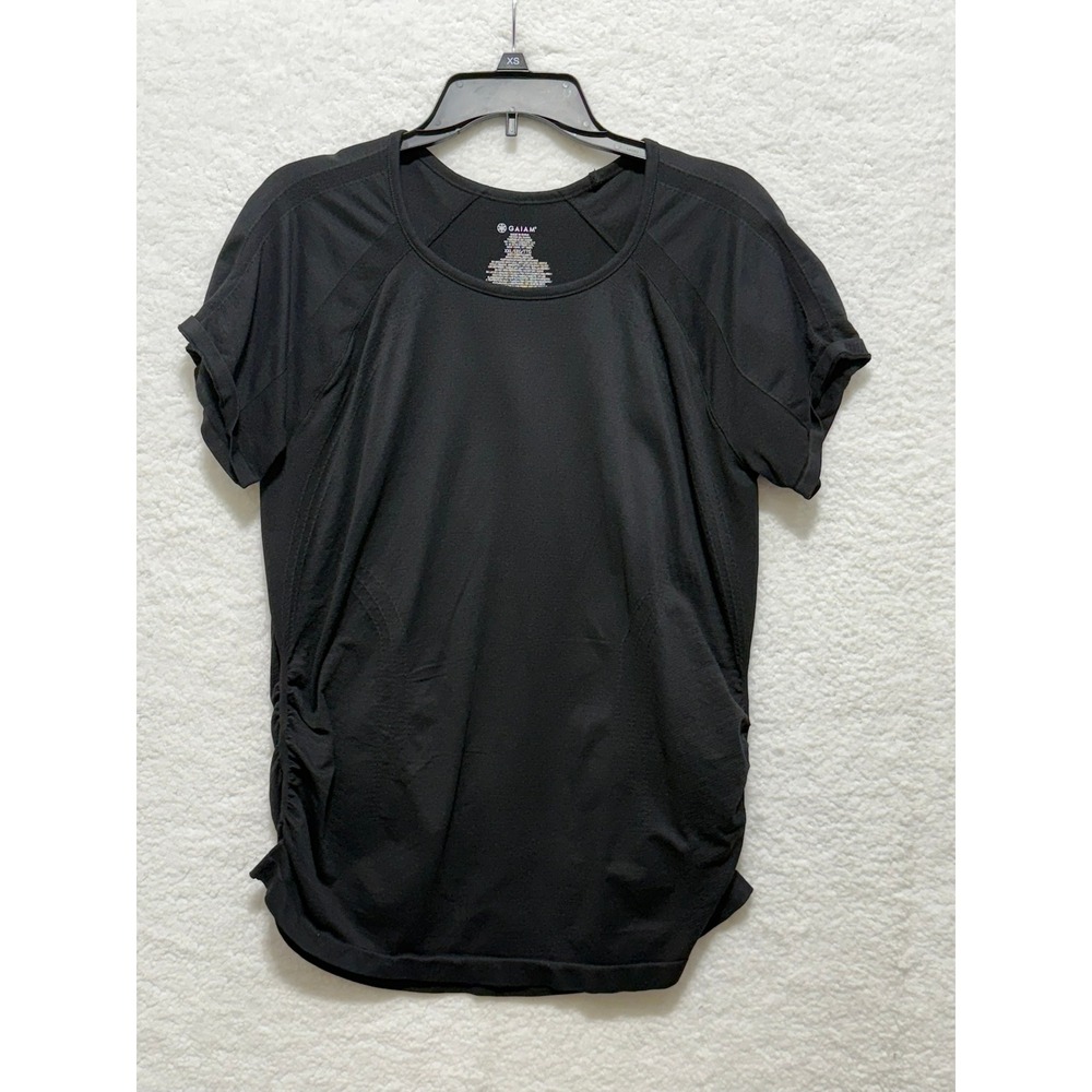 Gaiam Womens‎ T-Shirt XXLEEG/TTG Black Short Sleeve Athletic Workout Top